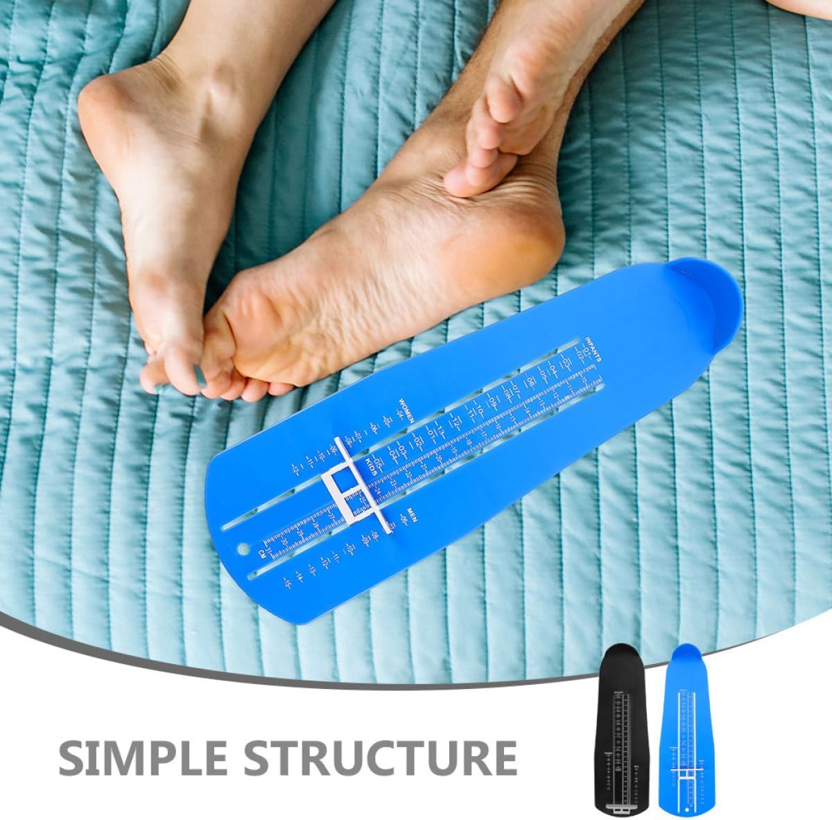 2pcs Adult Foot Measuring Device US Size Shoe Sizer with Printed Ruler for Accurate Feet Size Measurement in Blue and Black for Shoe Shopping and Online Fitting