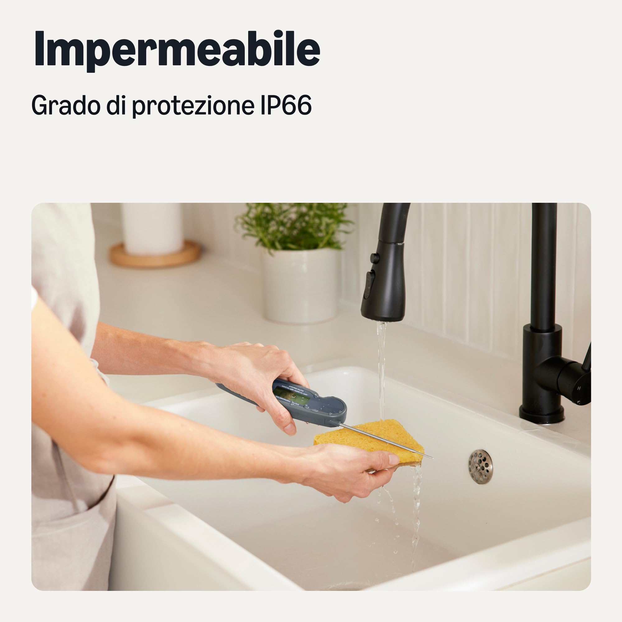 Amazon Basics Termometro Digitale per Carne a Lettura Istantanea, Resistente all'Acqua