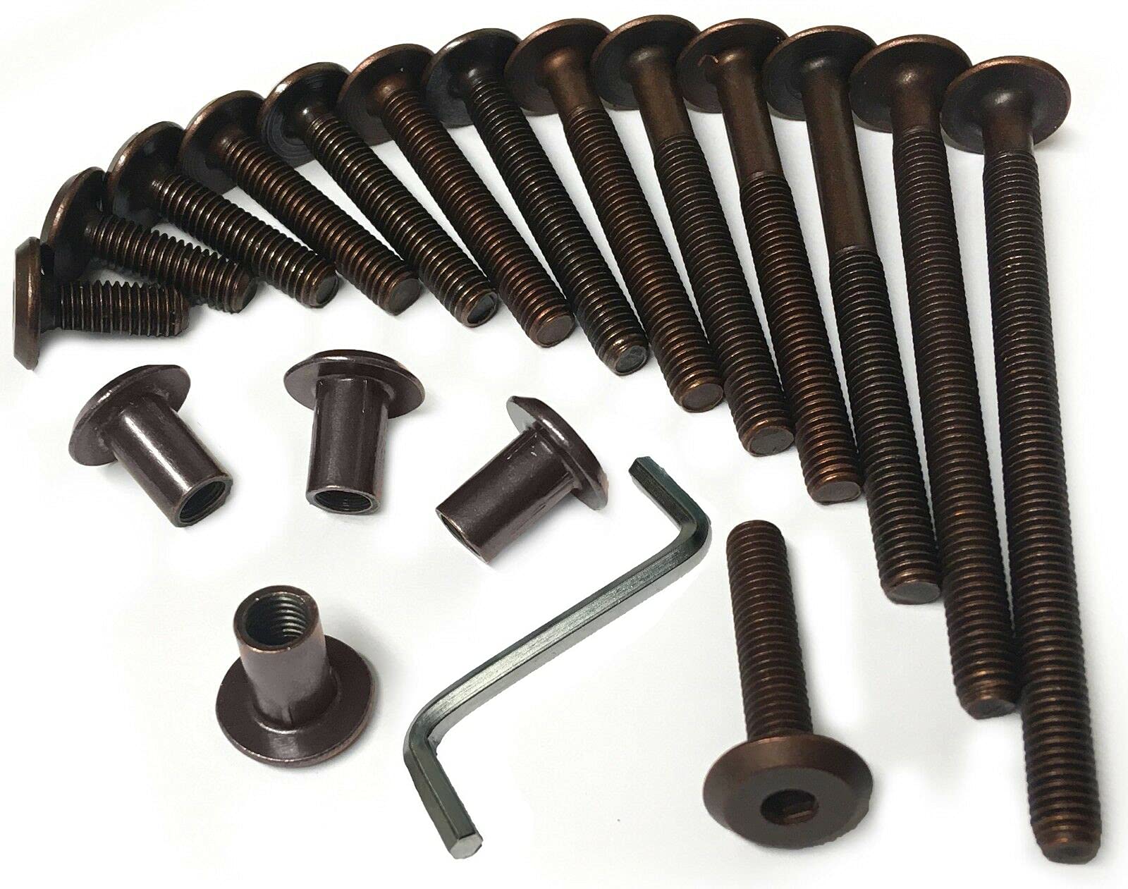 M6 Bronze Furniture Connector Bolts With 12mm Cap Nuts Joint Fixing Bed Cot Table Desk (10, 100mm)