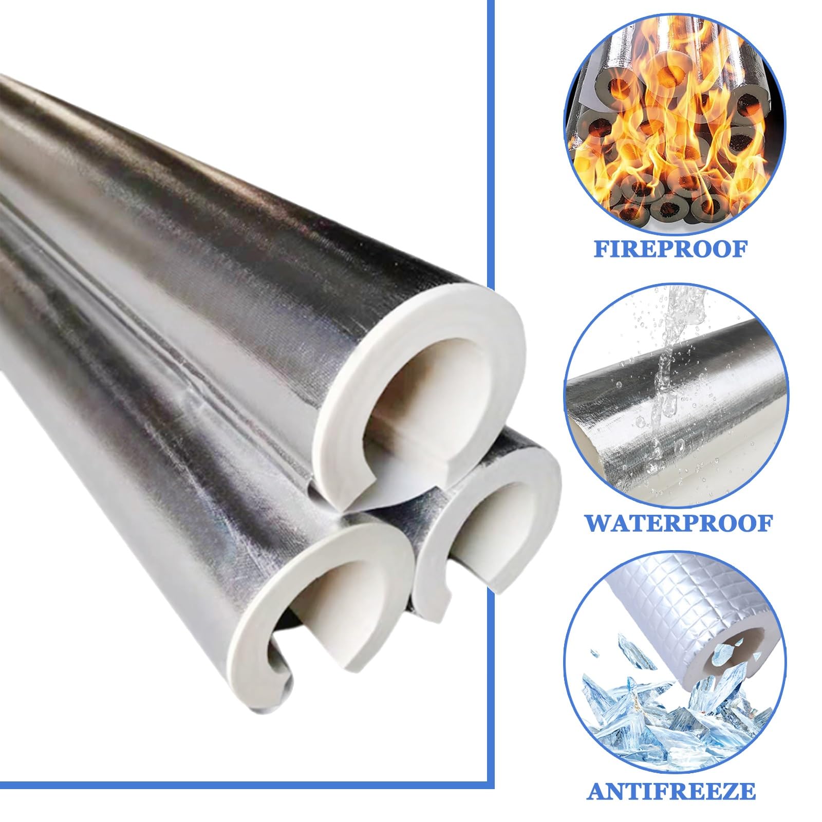 Piankowe otuliny izolacyjne do rur, Izolacja rur z folii aluminiowej przeciw zamarzaniu 22-219mm ID 20/30mm grubości(219mm,30mm*1m)
