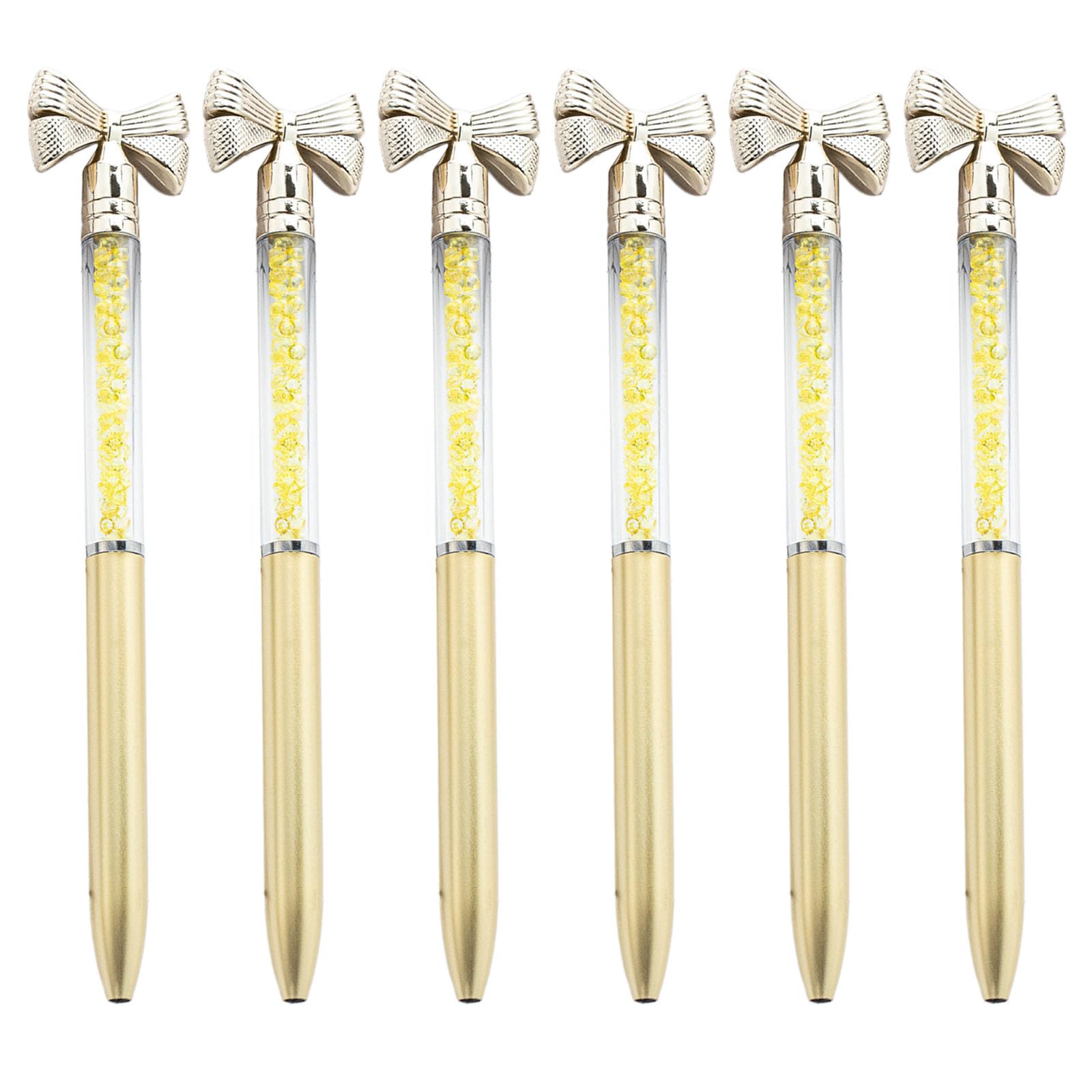 Maxtonser 6Pcs Crystal Bead Ballpoint Pen Bow Ballpoint Pen Pen Smooth to Write Guest Sign In Pen for Hotel Reception