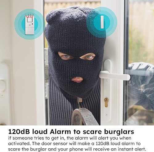 Miniatura 3 de tolviviov Sistema de alarma para el hogar 3 generación paquete de 4 sensores de puerta y ventana de alarma de 120 dB con puerta de enlace sistema de