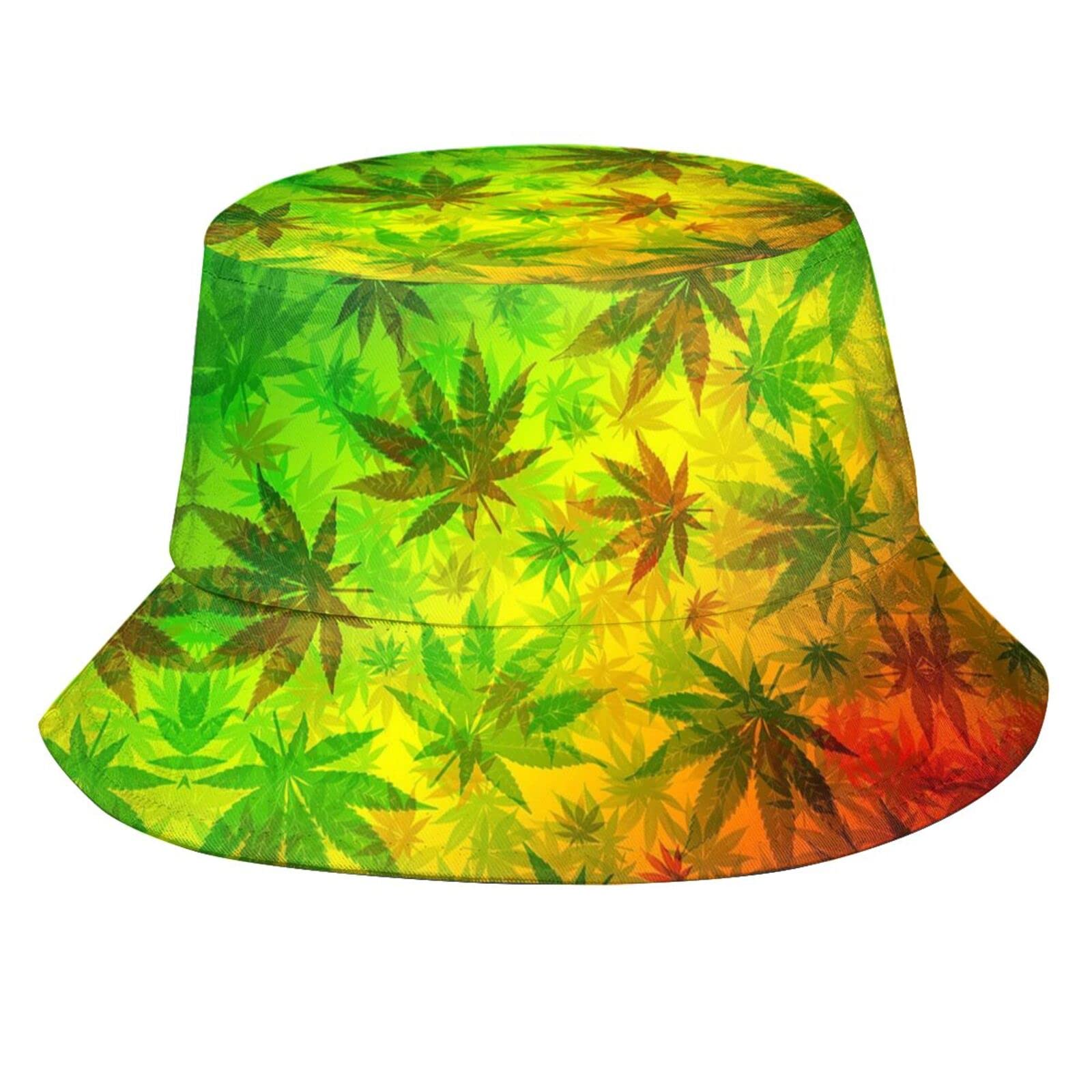 AOOEDM Cute Jamaica Flag Jamaican Bucket Hat Wide Brim Sun Protection Hats Packable Outdoor Fisherman Hats for Men Women