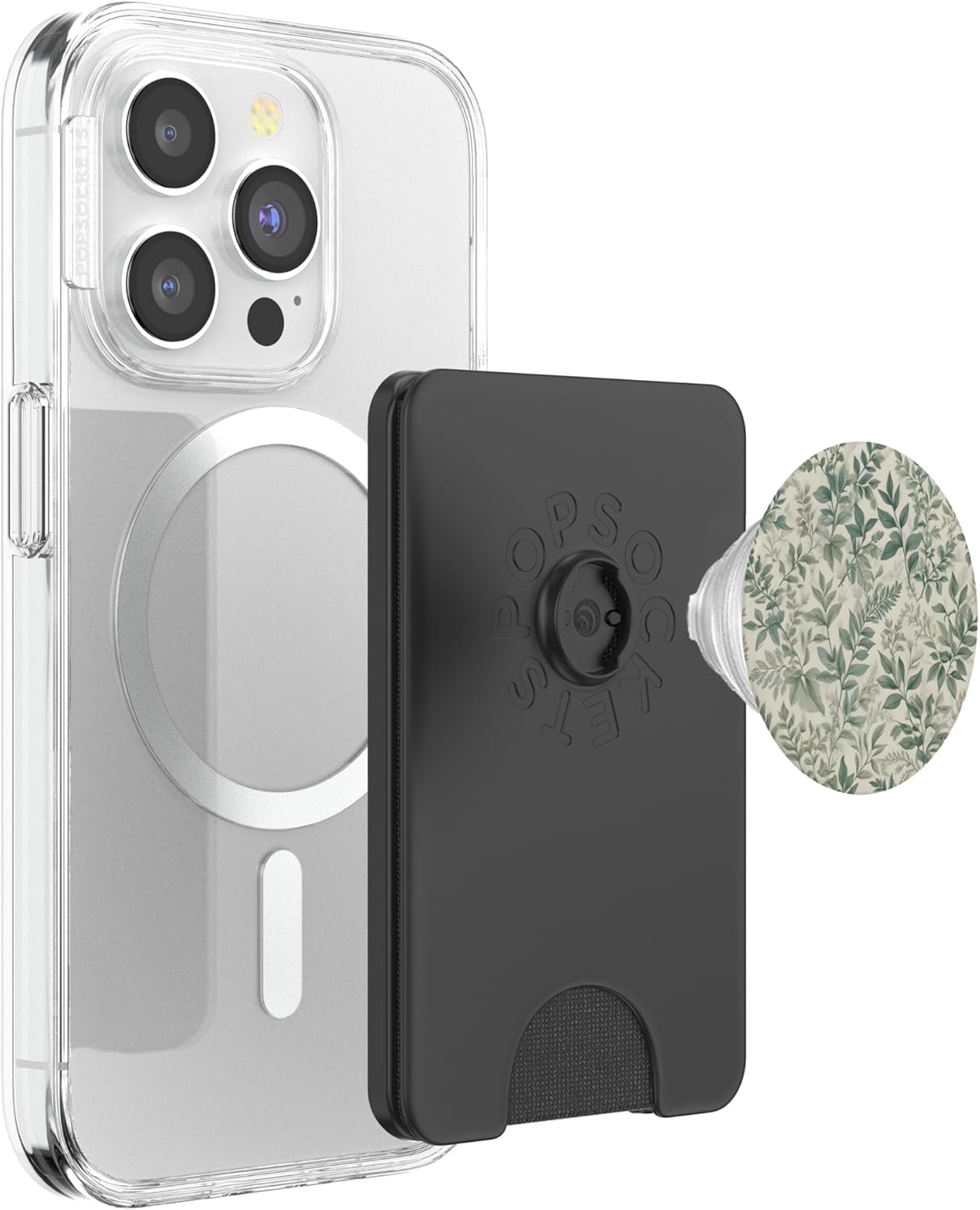 Sage Garden Green Floral Leaves PopSockets PopWallet for MagSafe