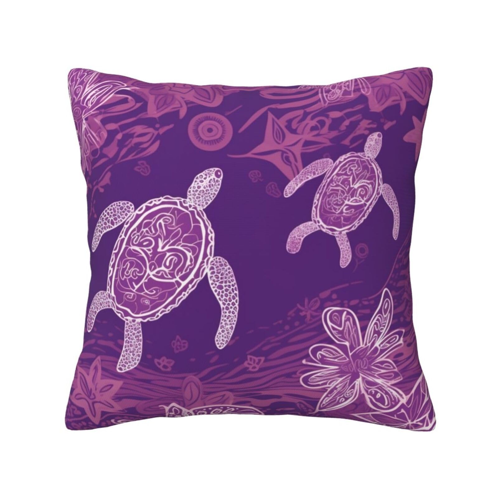 FodPand Hawaii with Purple Sea Turtle Throw Pillow Covers 16"X16" Super Soft Cozy Pillows Case Morden Decorative Cushion Cover for Sofa Couch Bed Home Decor