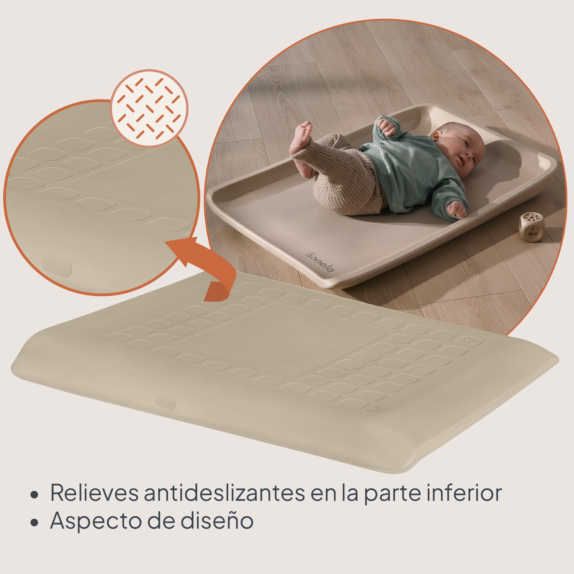 LIONELO Megs Cambiador Bebe Impermeable Lavable Multiusos Suave Espuma PU, aprox. 50 x 70 cm, Seguro Antideslizante De diseño