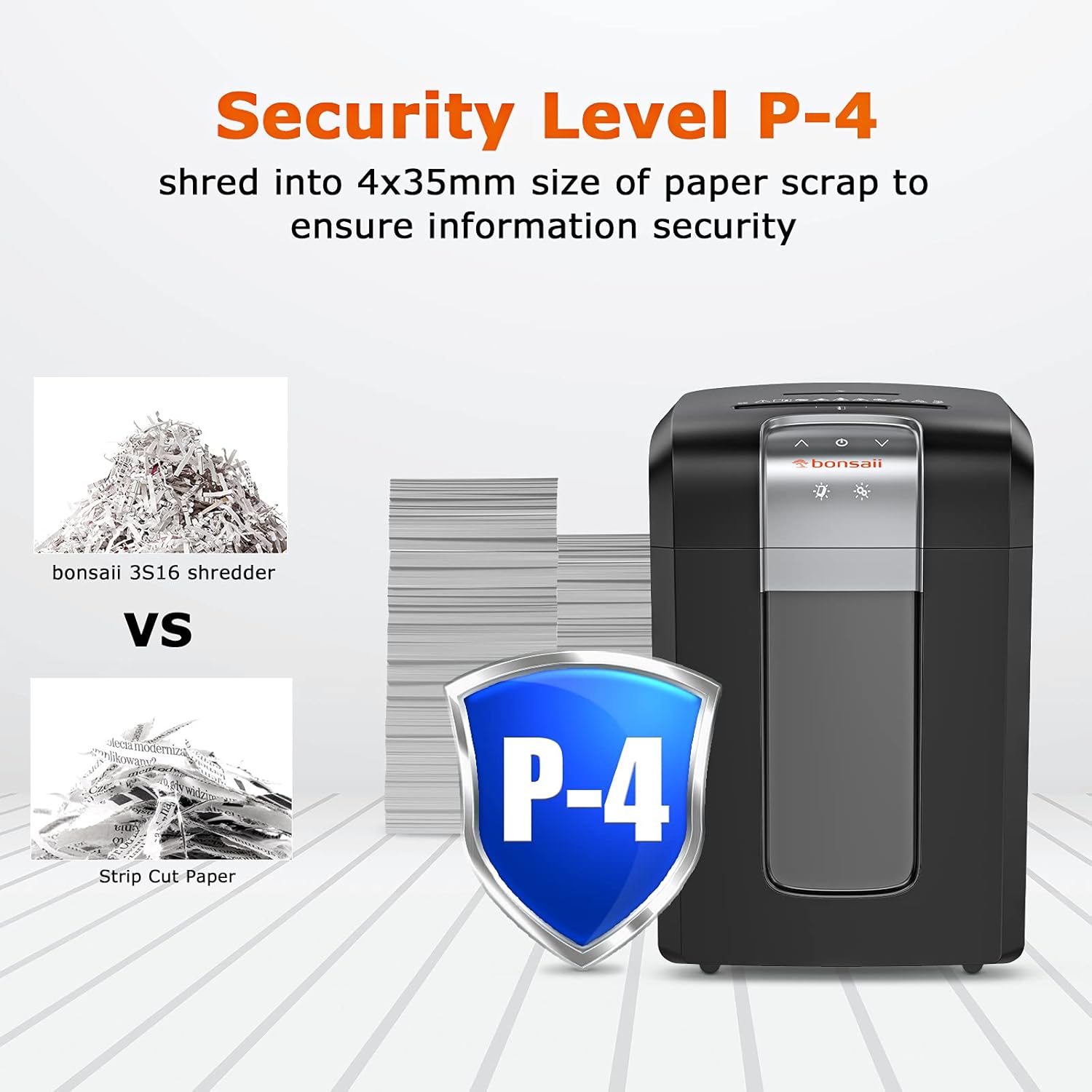 Bonsaii 240-Minute Heavy Duty Paper Shredder, 18-Sheet Cross-Cut for CDs/Credit Cards with Jam Proof System, 7.9 Gallons Pullout Wastebasket and 4 Casters, Black (3S30) : Office Products