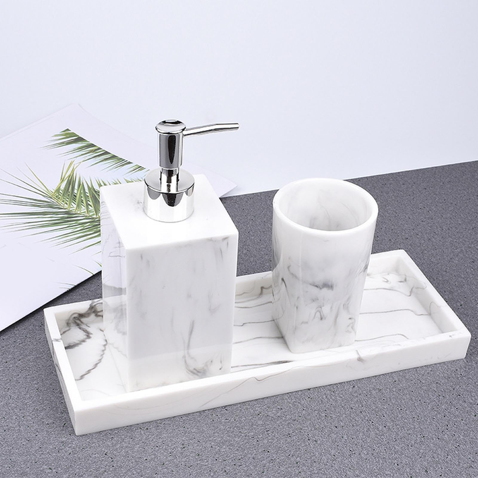 Elegante set di accessori e decorazioni per il bagno, portaspazzolini con superficie liscia effetto marmo e funzioni multifunzionali, portaspazzolini,