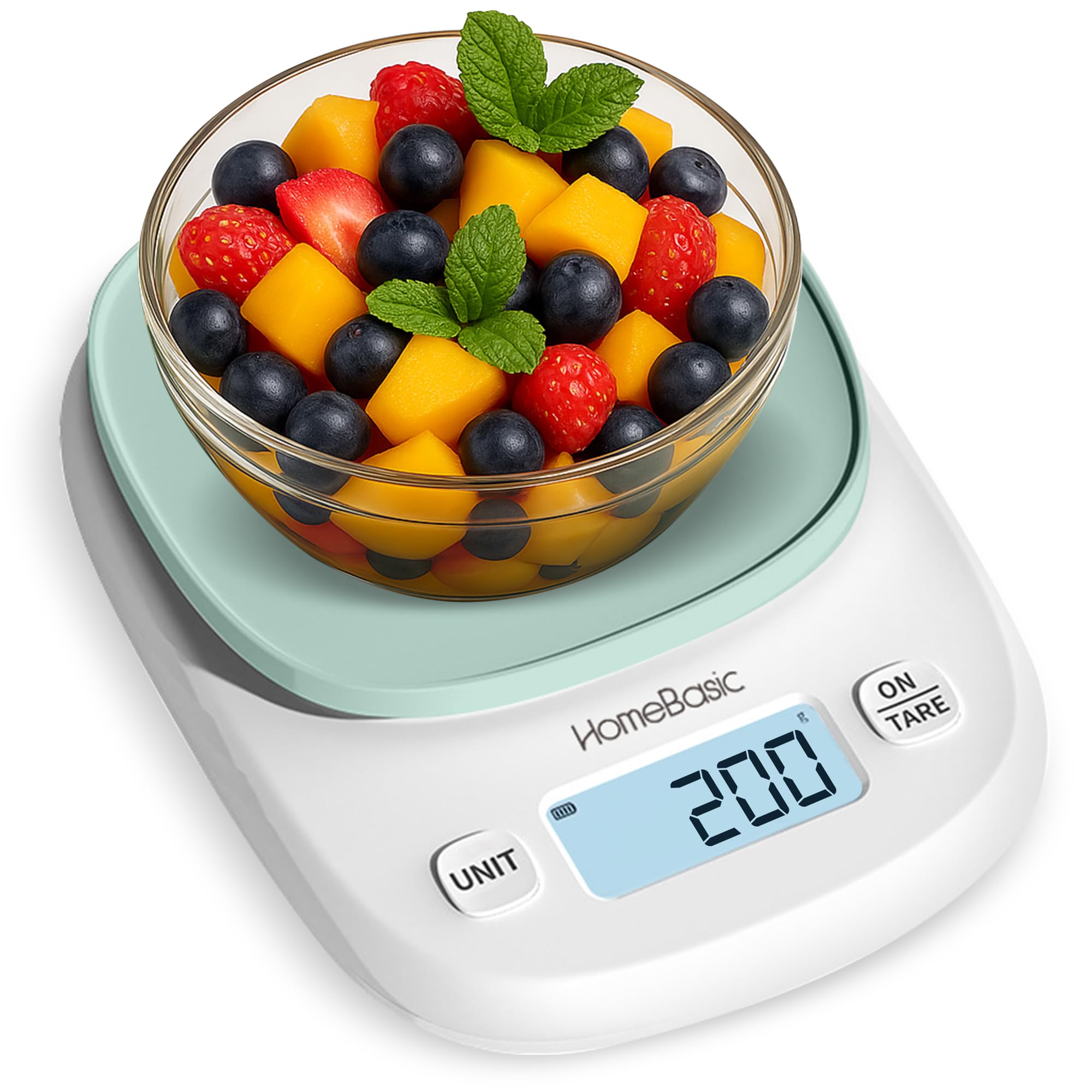 HOMEBASIC Digital Kitchen Weighing Scale 5Kg, High-Precision 0.1g Accuracy | LCD Display, Tare Function, Multi-Units (g, oz, lb, ml) Portable Weight Machine Food Scale for Cooking Baking Diet (Green)
