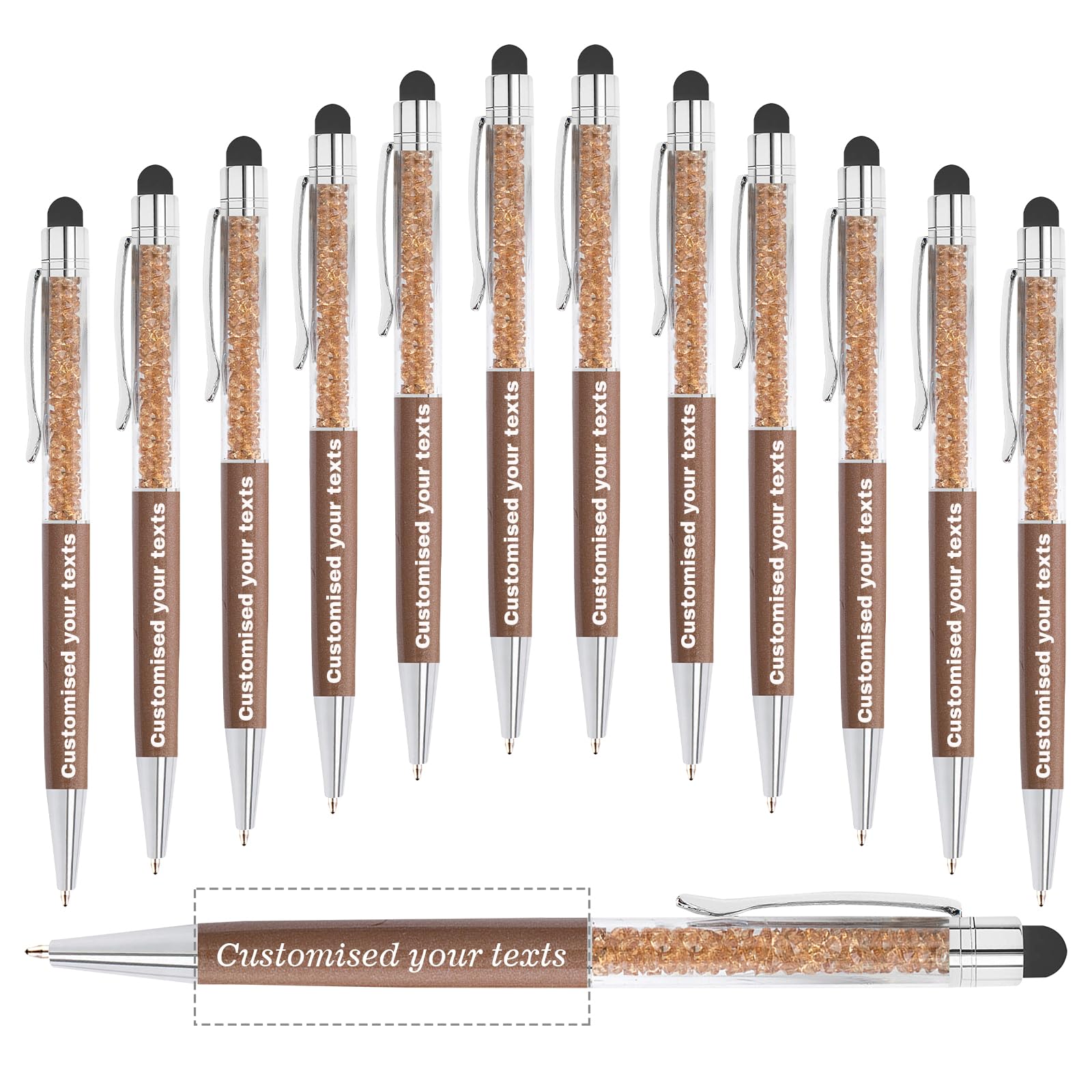 KOLOWKO Personalized 2 in 1 Ballpoint Pen,Custom Name/Text/Message, Crystal Decorated Ballpoint Pen, Good for Graduation, Wedding, Birthday,Communion Gifts