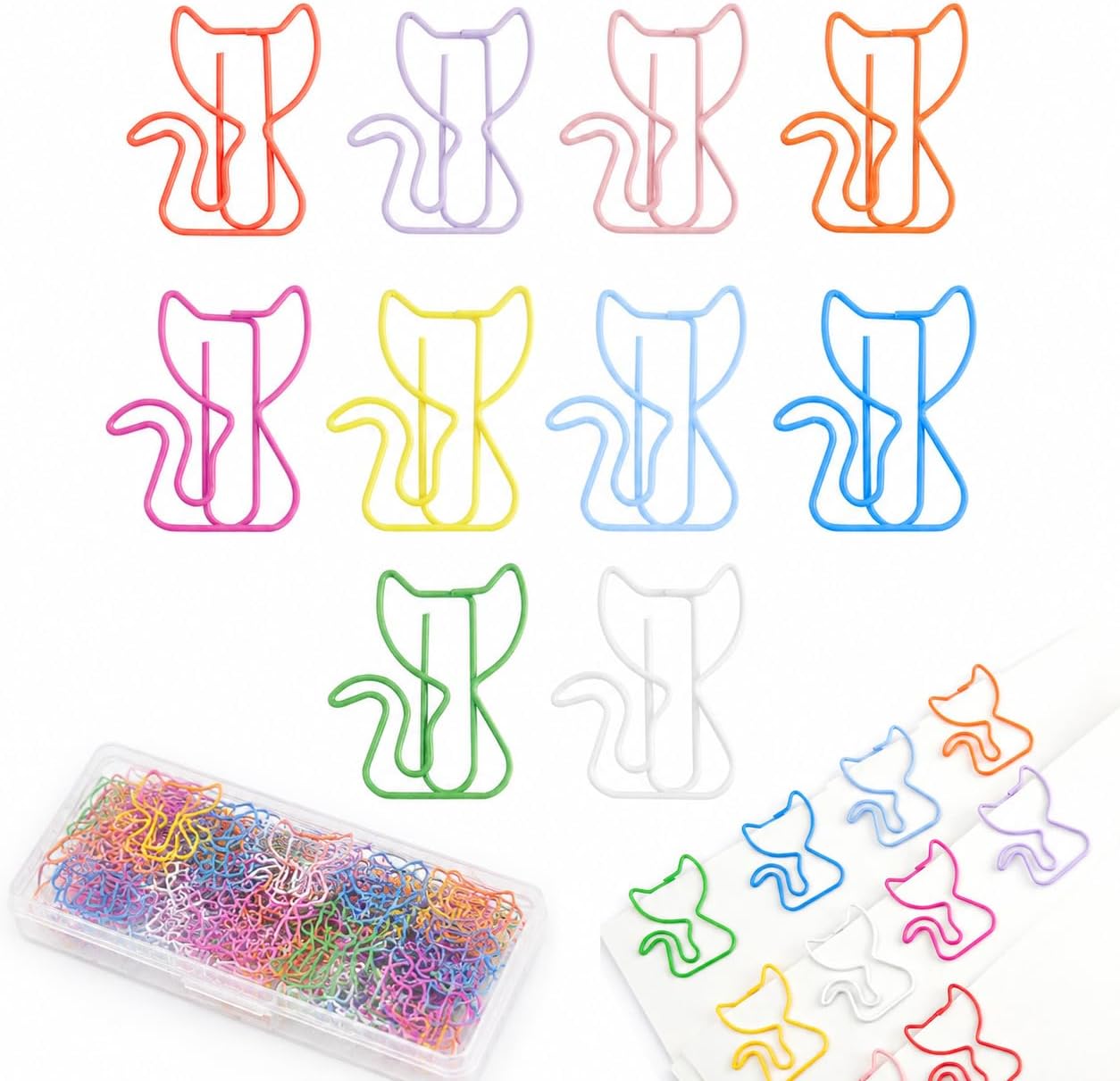 Cat Paper Clips, Mixed Color,Bookmarks,100 Pcs