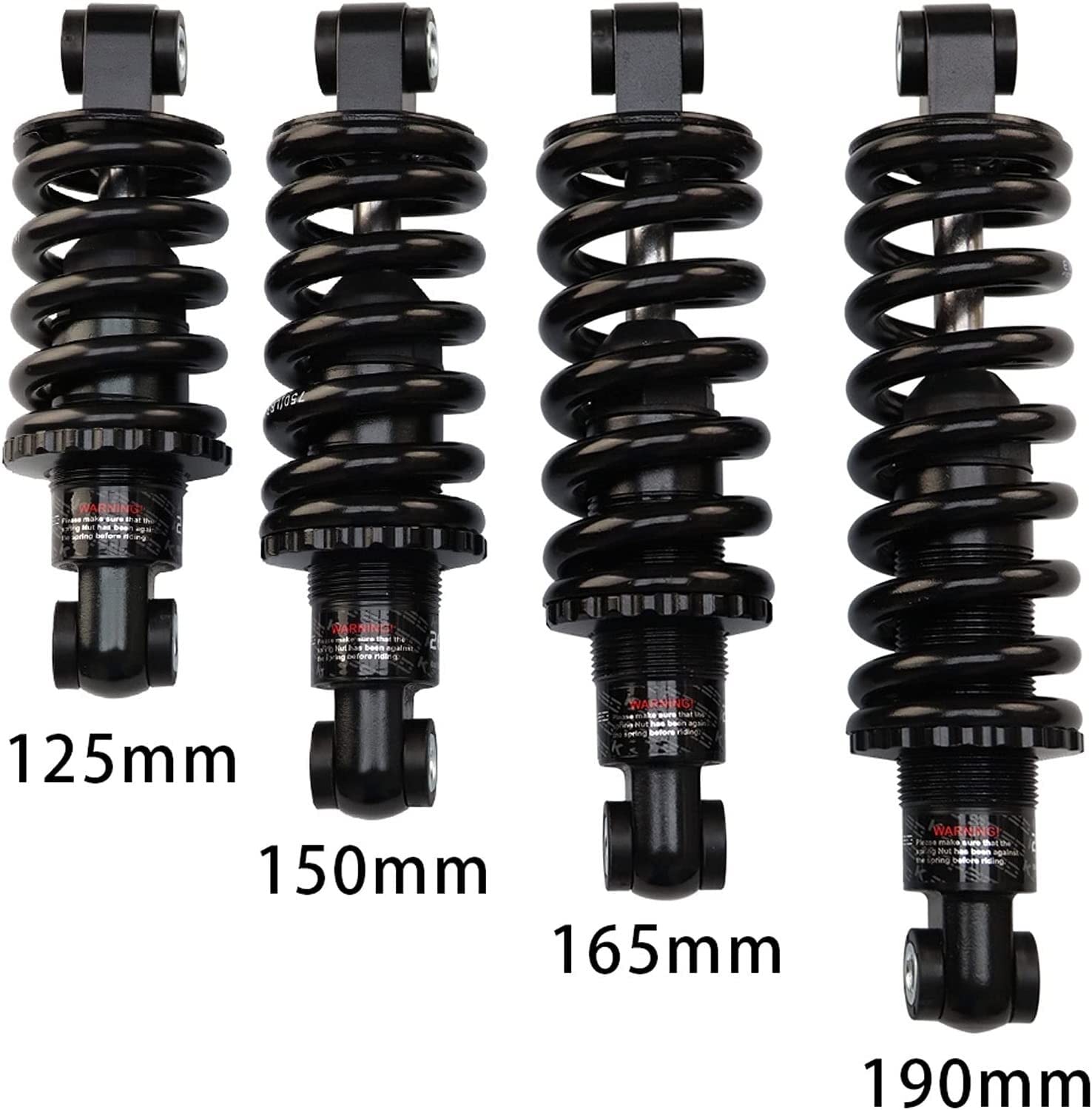 Amortiguador Reemplazo del Amortiguador Trasero de Bicicleta montaña, Resorte Tubo 125mm, 150mm, 165mm y 190mm(125mm-850lbs)