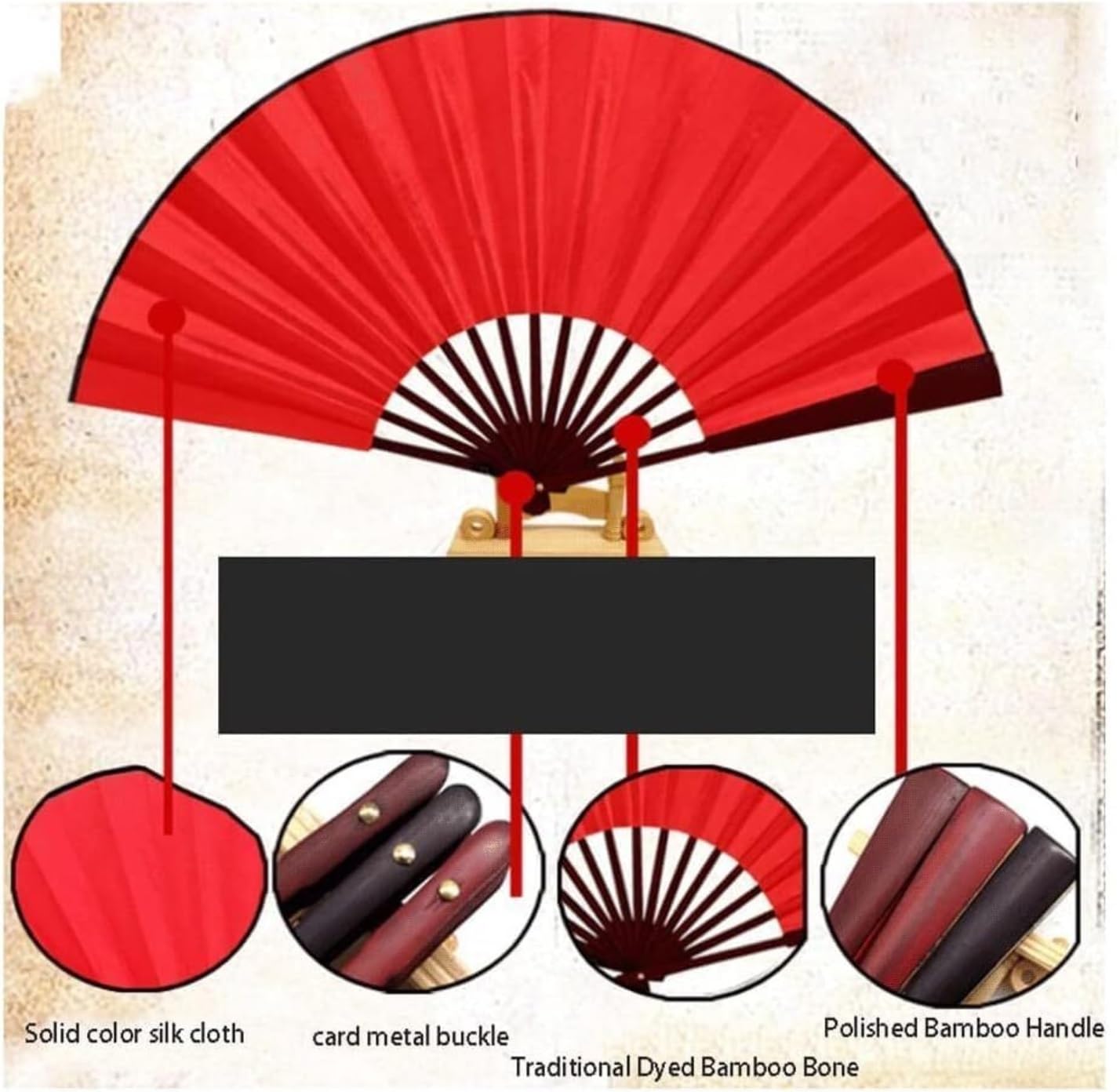 Abanico Plegable De Mano Fiesta Accesorios Abanico De Mano Rojo, Plegable Tela Seda, Chino para Bailar, Cosplay, Accesorios Decoración para Fiesta Boda