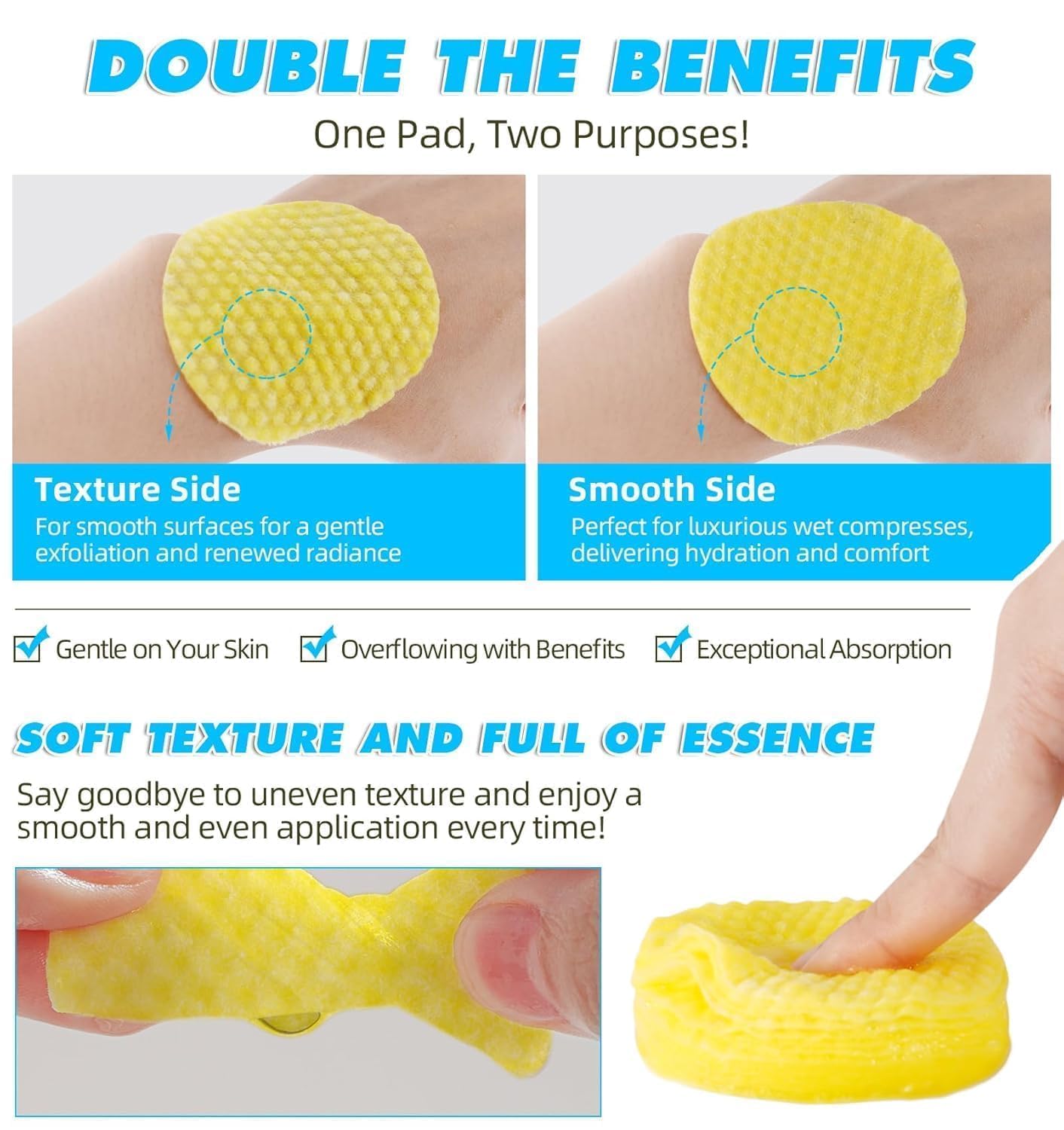 CEPLO Turmeric & Kojic Acid Face Cleansing Foaming Exfoliating Pads for Dark Spots, Skin Brightening & Acne – With Vitamin C, Retinol & Chamomile – Makeup Remover for All Skin Types ((2 Pack (120 Pads)) 1