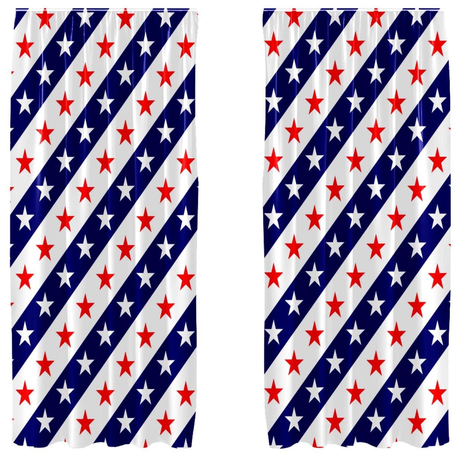 Cortinas de la bandera de EE. UU. de estrellas para habitaciones temáticas