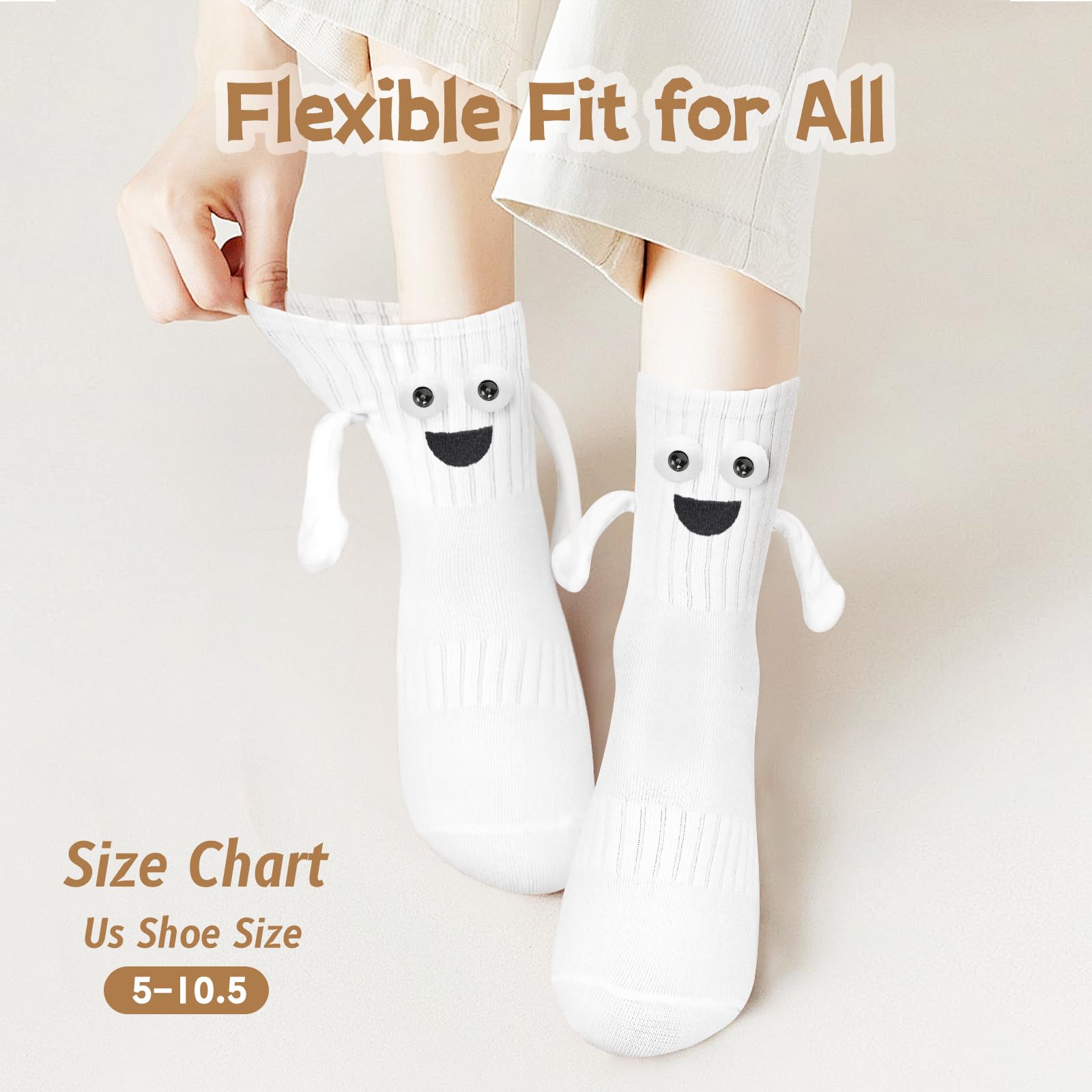 2 pares de calcetines magnéticos que se sostienen de la mano, regalos divertidos para mujeres, hombres, adolescentes, parejas, rellenos de calcetines de Navidad, regalos de broma