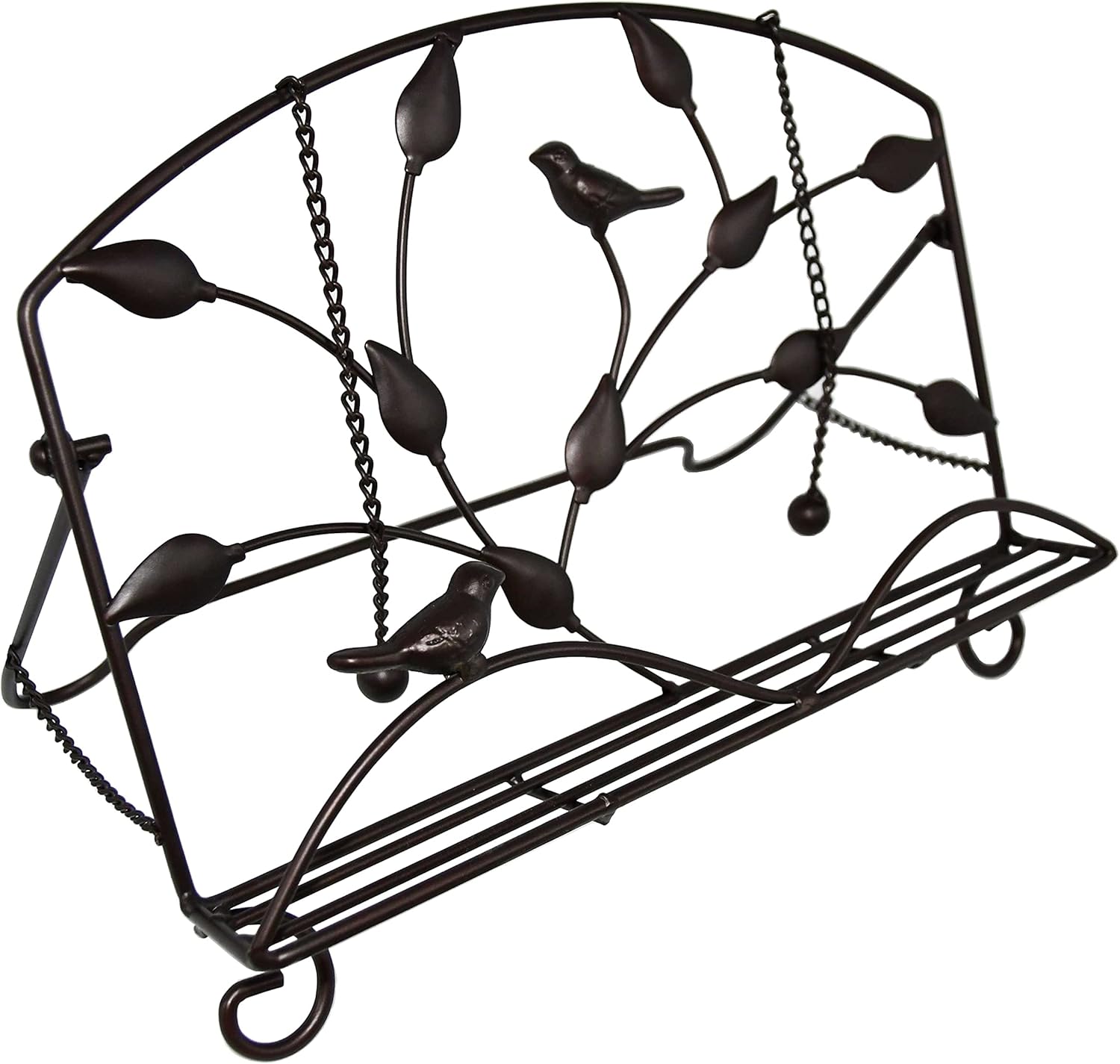 OwlGift Soporte clásico para libros de cocina con diseño de hojas de metal y brida de hierro fundido, soporte decorativo para recetas para cocina,