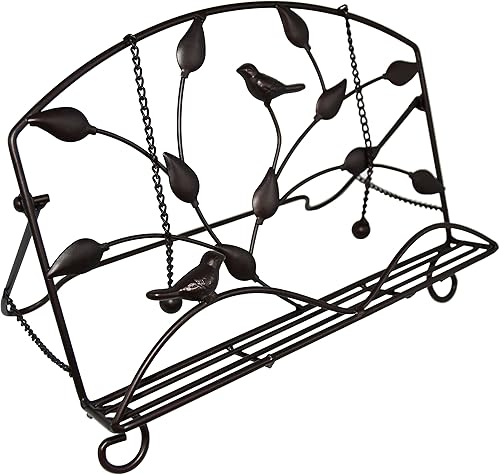 Miniatura 1 de OwlGift Soporte clásico para libros de cocina con diseño de hojas de metal y brida de hierro fundido, soporte decorativo para recetas para cocina,