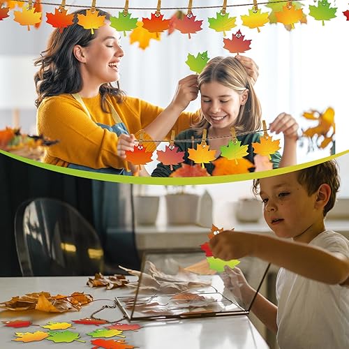 Miniatura 5 de Eaasty 200 piezas de hojas de arce, recortes de hojas de papel de otoño, coloridos tableros de anuncios de otoño, troquelados de hojas de otoño,