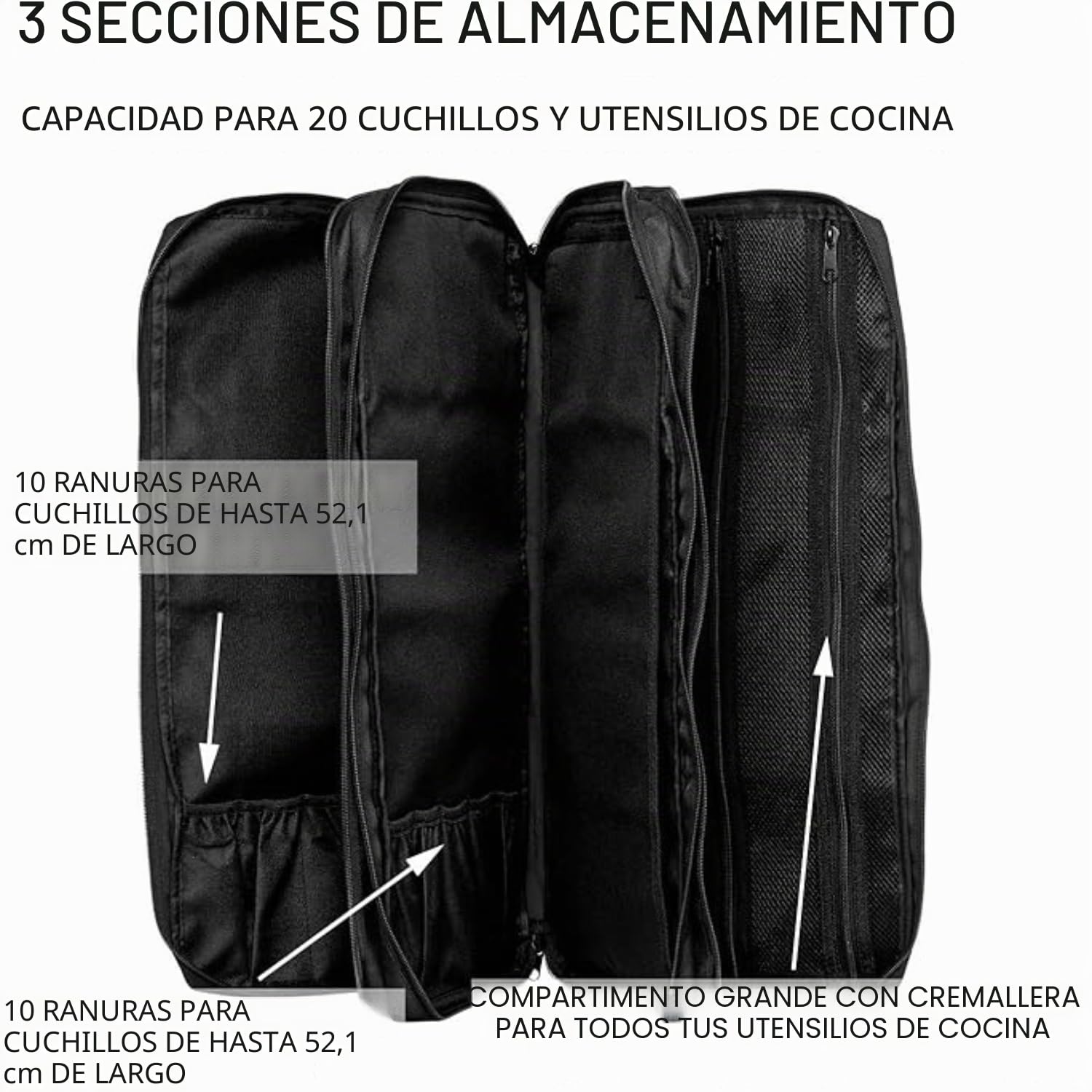 EVERPRIDE Messertasche mit 20 Taschen, Black, Moderno