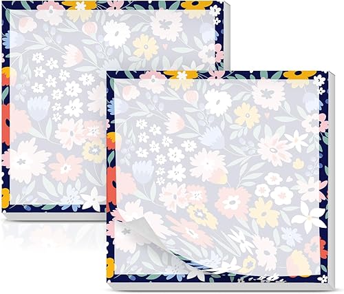 Miniatura 9 de Paquete de 2 notas adhesivas de 3 x 3 pulgadas, almohadillas autoadhesivas, lindas notas adhesivas, divertido bloc de notas a granel fácil de Flor