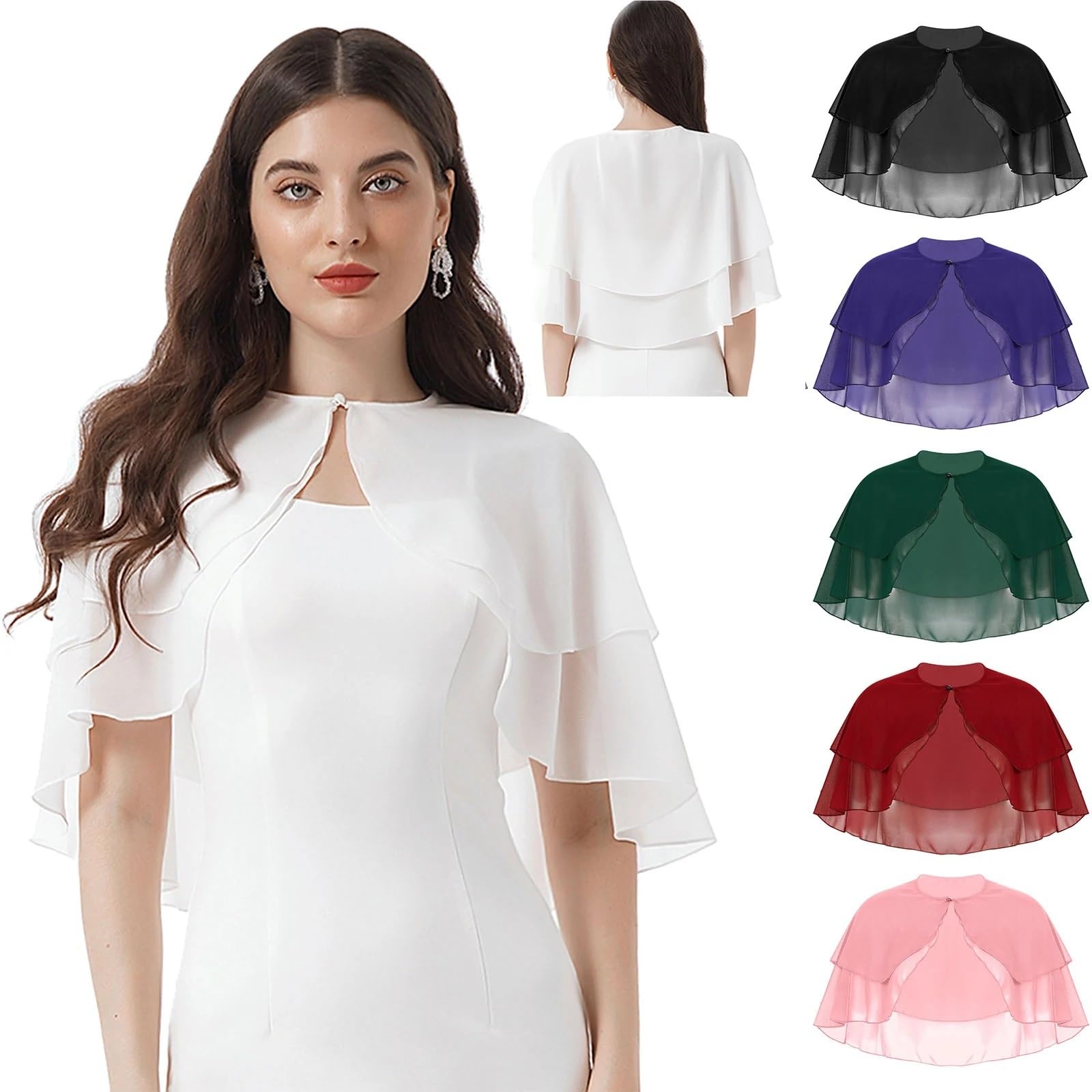 Gasa novia chal capas chaqueta accesorios de boda noche baile negro Estola De Mujer