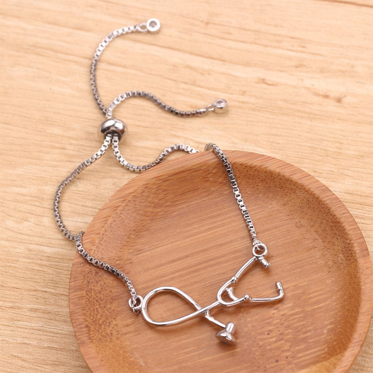 Bracciale in argento sterling, bracciale in argento 925, braccialetti da donna 2 pezzi braccialetti in argento braccialetto con ciondoli in argento bracciali rigidi in metallo Stetoscopio da infermier