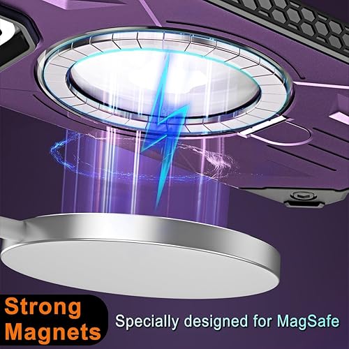 Miniatura 10 de Funda MagSafe compatible con iPhone 14 Pro Max, soporte magnético plegable invisible, con anillo magnético, brillante de doble capa para iPhone 14