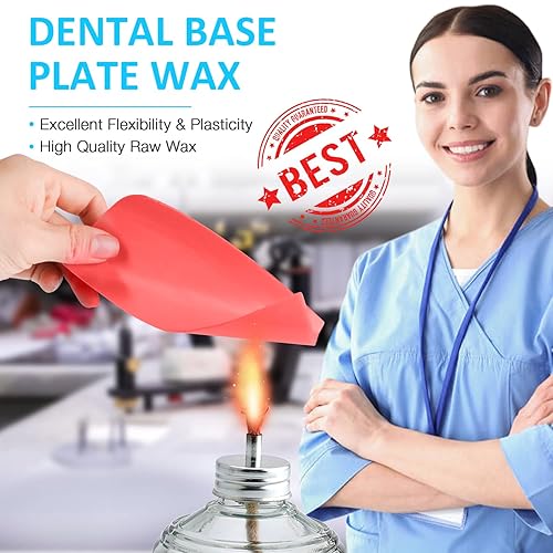 Miniatura 2 de ANNWAH 20 piezas de cera de placa base dental, no se puede utilizar para moldeo de dentaduras postizas, material de lámina de cera roja, hojas de