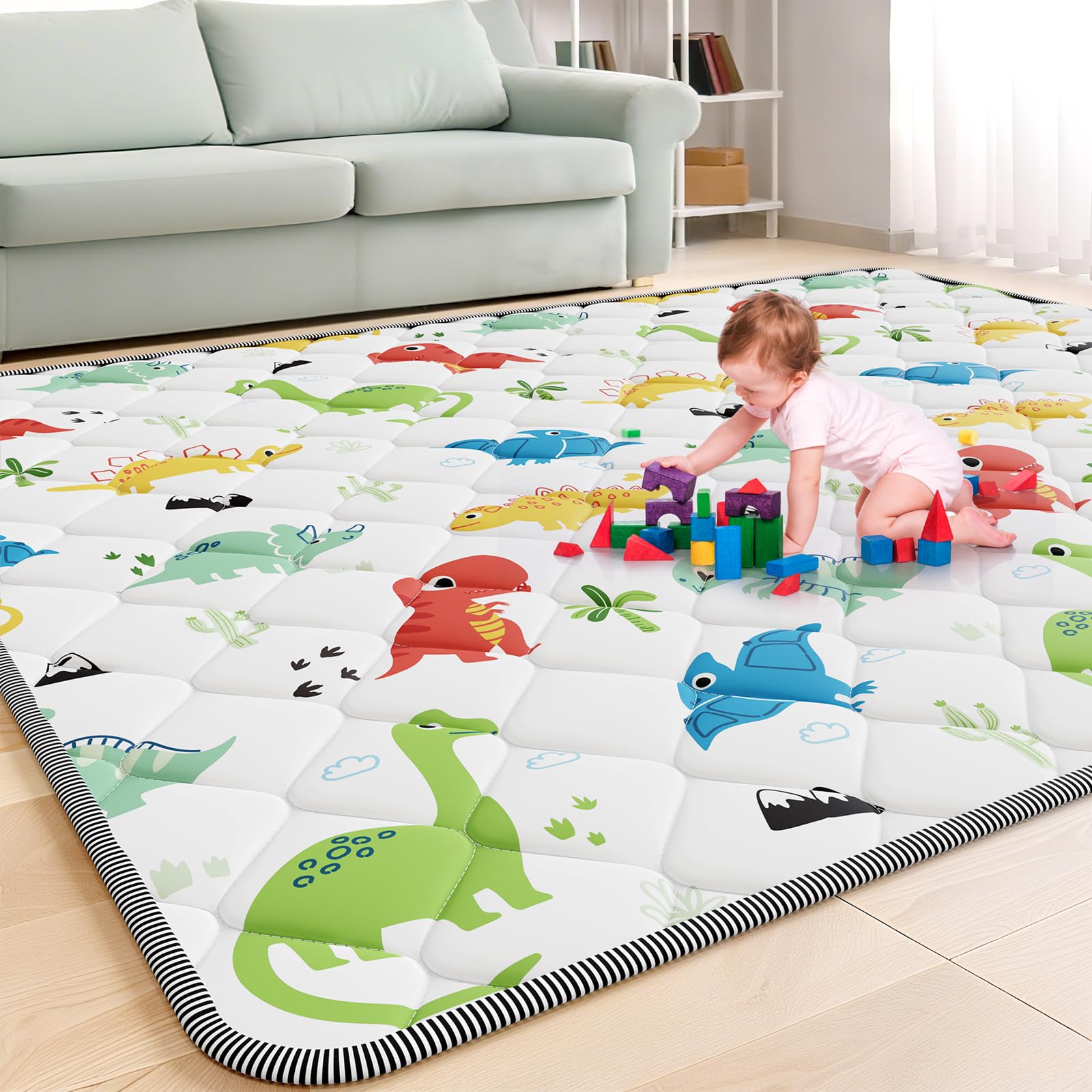 Palopalo Thicken Foam Baby Play Mat for Floor, 71x59 inch Large Play Mat for Playpen, Soft Padding Playmats for Babies, Toddlers and Infants, Non-Slip