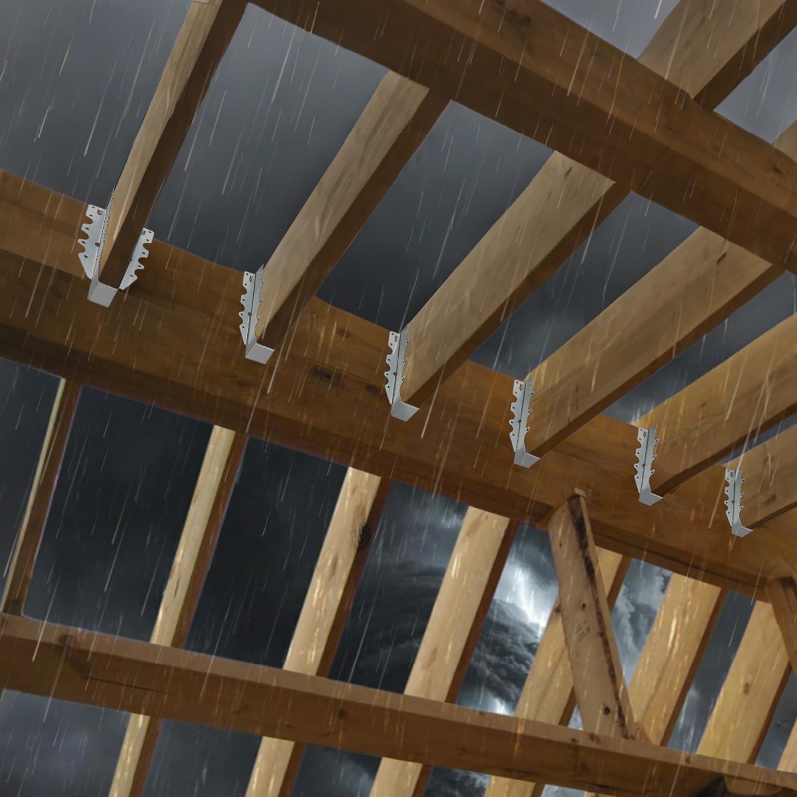 VEVOR 50 Pezzi di Ganci per Travi, Dimensioni Interne 40 x 38 x 199 mm, Gancio Soffitto Antiuragano con Rivestimento Antiruggine, Staffe di Fissaggio per Travi del Pavimento e del Soffitto