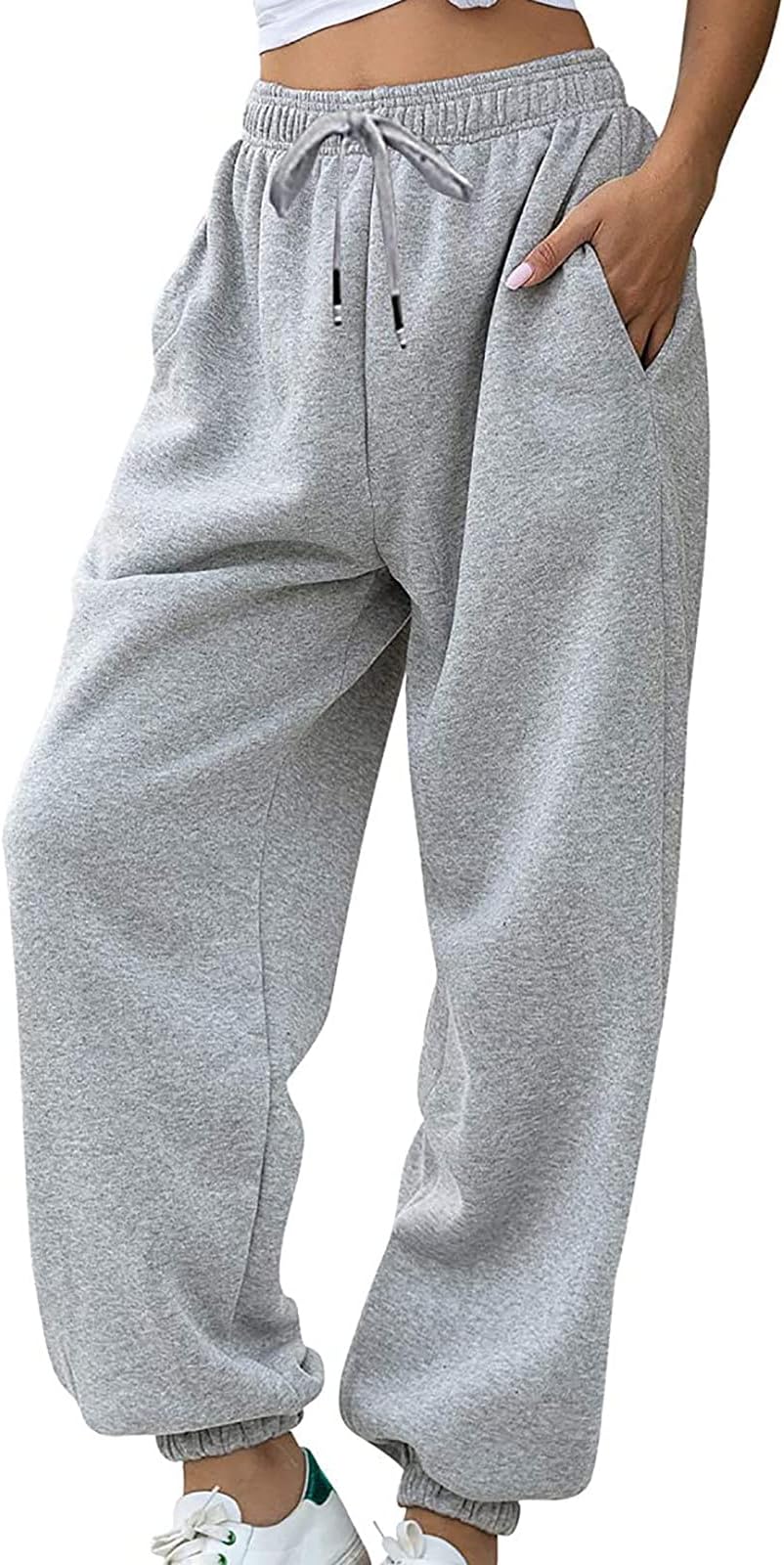 Womens Joggers Sweatpants Casual Fleece Jogging Pants Athletic Active Sweatpants Running Gym Workout Tracksuit Bottoms Drawstring Casual Lounge Trousers