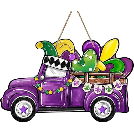 Mardi Gras Purple Truck Front Door Wreath: A Festive Carnival Welcome