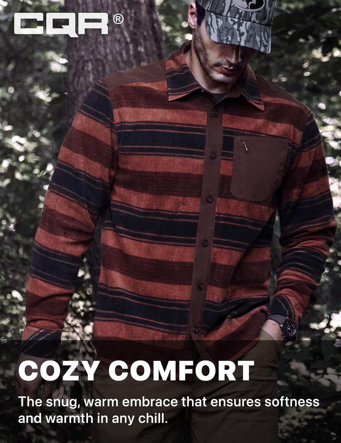 CQR Men's Long Sleeve Heavyweight Fleece Shirts, Plaid Button Up Shirt, Warm Outdoor Casual Shirt with Pockets - Image 5