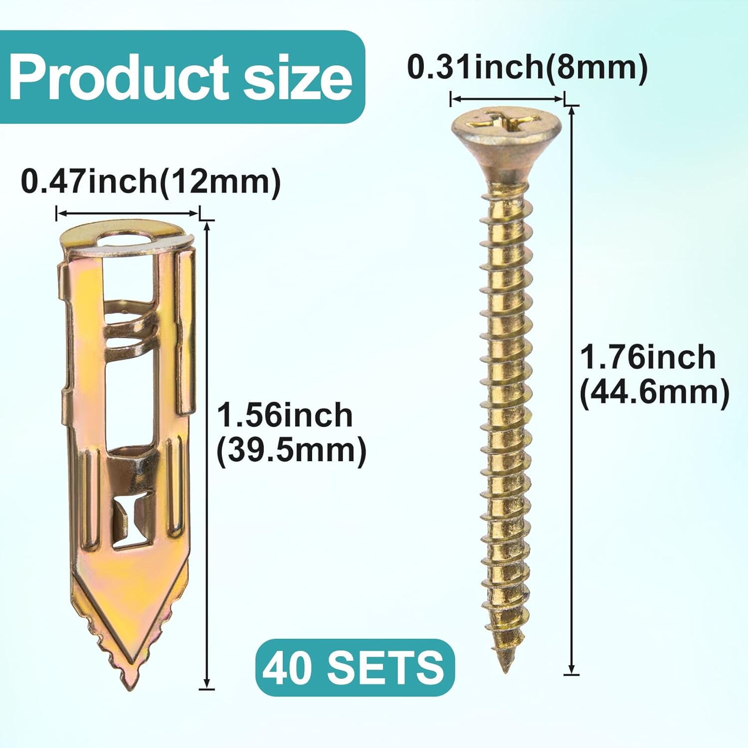 80 Pcs Self-Drilling Anchors with Screws Kit, Upgraded Drywall Anchors for Heavy Duty, Metal Screw Anchors Set, Easy to Install Without Drilling or Punching Holes in Wall (0.47"x1.76")