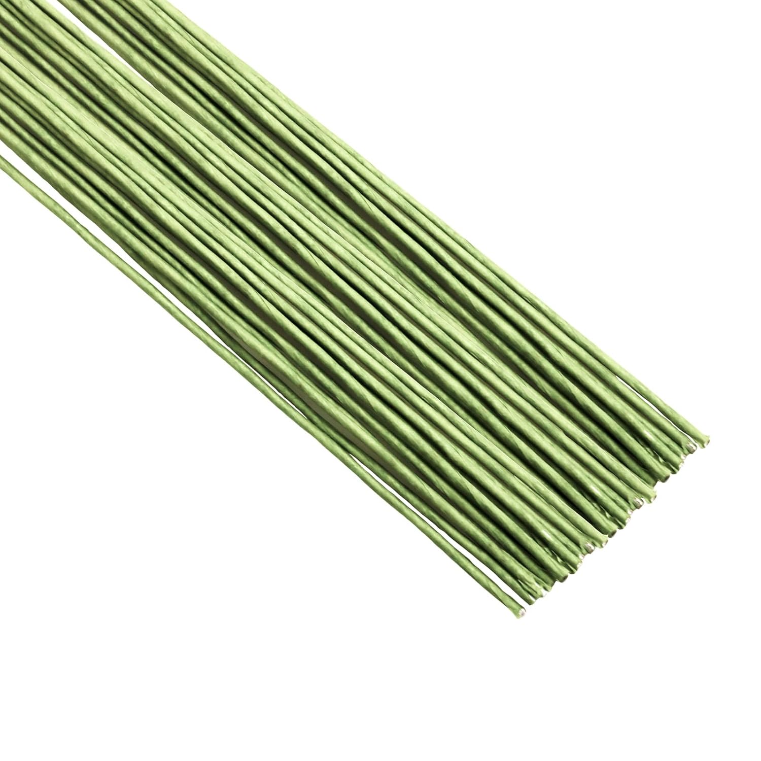 50/Package Floral Stems Wire for Paper Flower 16 Gauge Green Floral Paper Wrapped Wire 16 inch Artificial Crafts Wire Wreath Making Supplies for Wedding DIY