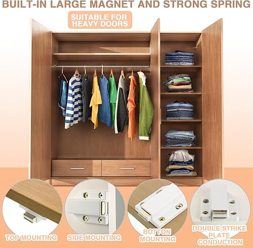 Miniatura 7 de Zonon Paquete de 8 pestillos magnéticos de empuje resistentes para abrir gabinetes, imanes de liberación de empuje, pestillo táctil para puertas