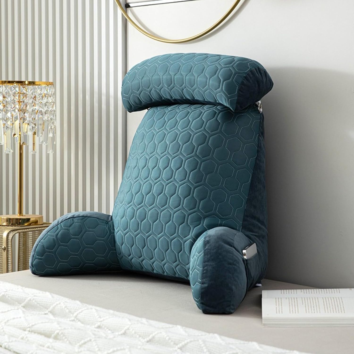 Removable and Washable headboard Cushion, Waist Protection Cushion, Back Cushion, PP Cotton with armrests, Reading Pillow