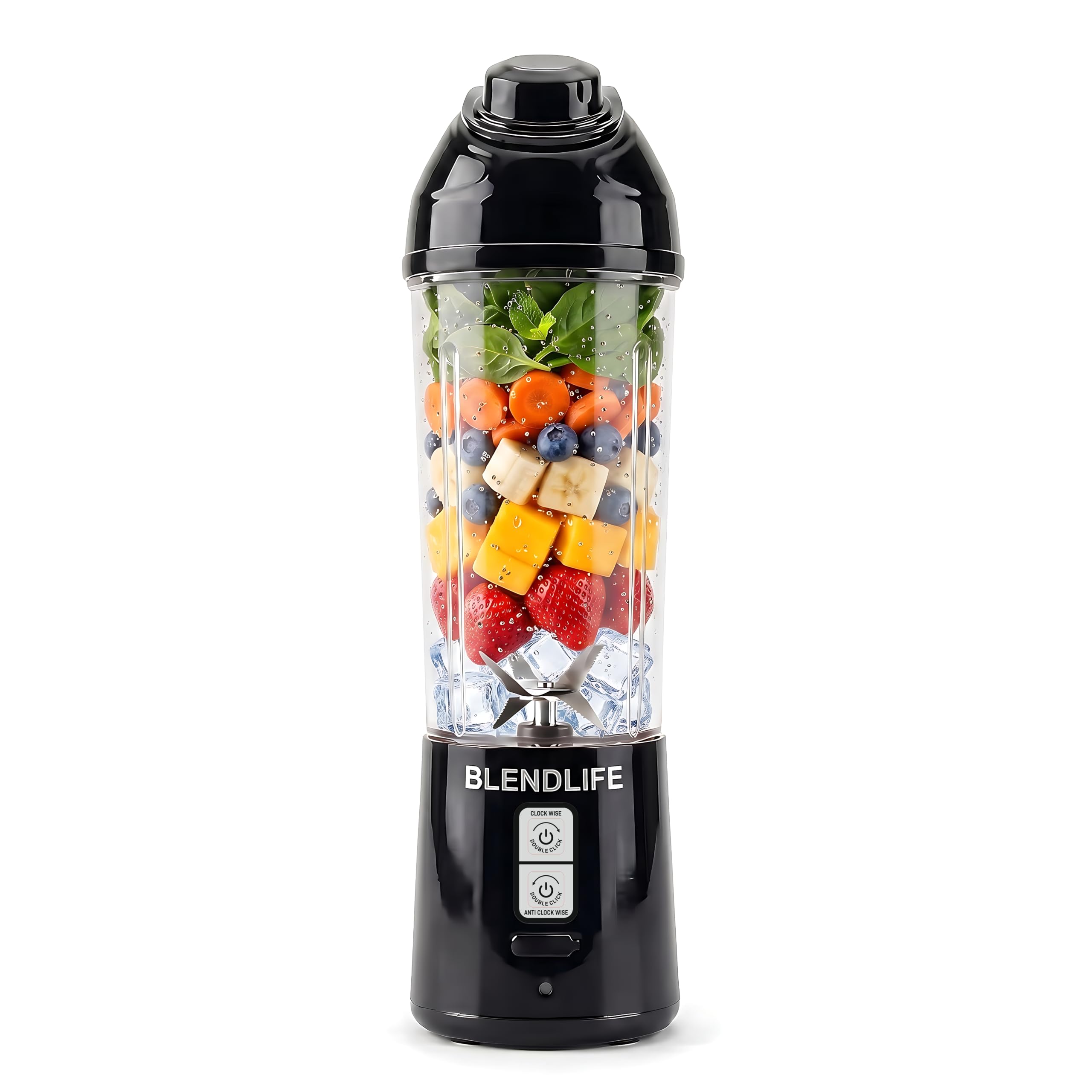 BlendLife BLAZE Portable Blender With Real Mixer Power, Patented Pulse Function & Reverse Action, 700ml, 4000mAh Battery, 240W, Inbuilt Sipper & Strainer, 1-Yr Warranty, Made in Bharat, Onyx Black-image-41