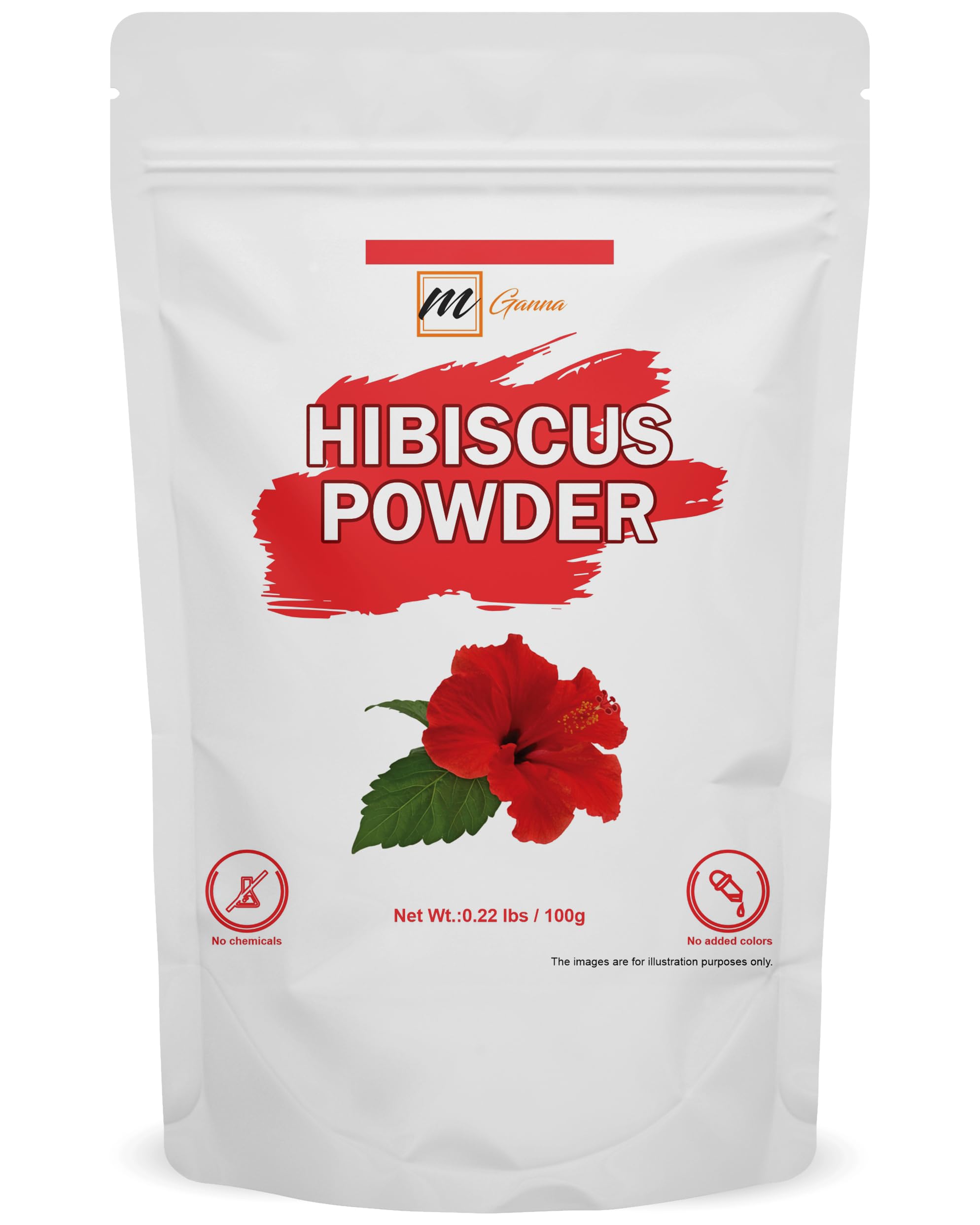 100% Pure & Natural Hibiscus Sabdariffa Flower Powder For Hair, Health & Skin 0.22 LBS / 100 GMS