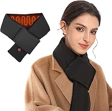 Aroma Season Heated Scarf, Neck Heat Pad for Pain Relief, 3 Temperature Settings, Rechargeable 5000mAh Power Bank, Camping, Cycling, Hiking, Winter Heated Neck Wrap for Women and Men, Gifts(Black)