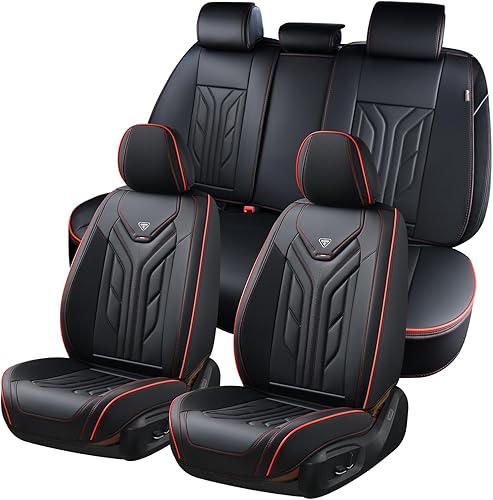 Vista 194 de Coverado Juego completo de fundas para asiento delantero y trasero para automóvil, cuero, impermeables, acojinadas, protectoras, ajuste universal