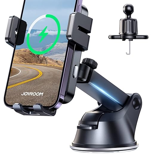 JOYROOM Wireless Car Charger,15W Qi Fast Charging Car Charger Phone Holder Mount, Auto-Clamping Alignment Windshield Dashboard Air Vent Cell Phone Holder for iPhone 15 Pro Max/15 Pro, Galaxy S24 etc