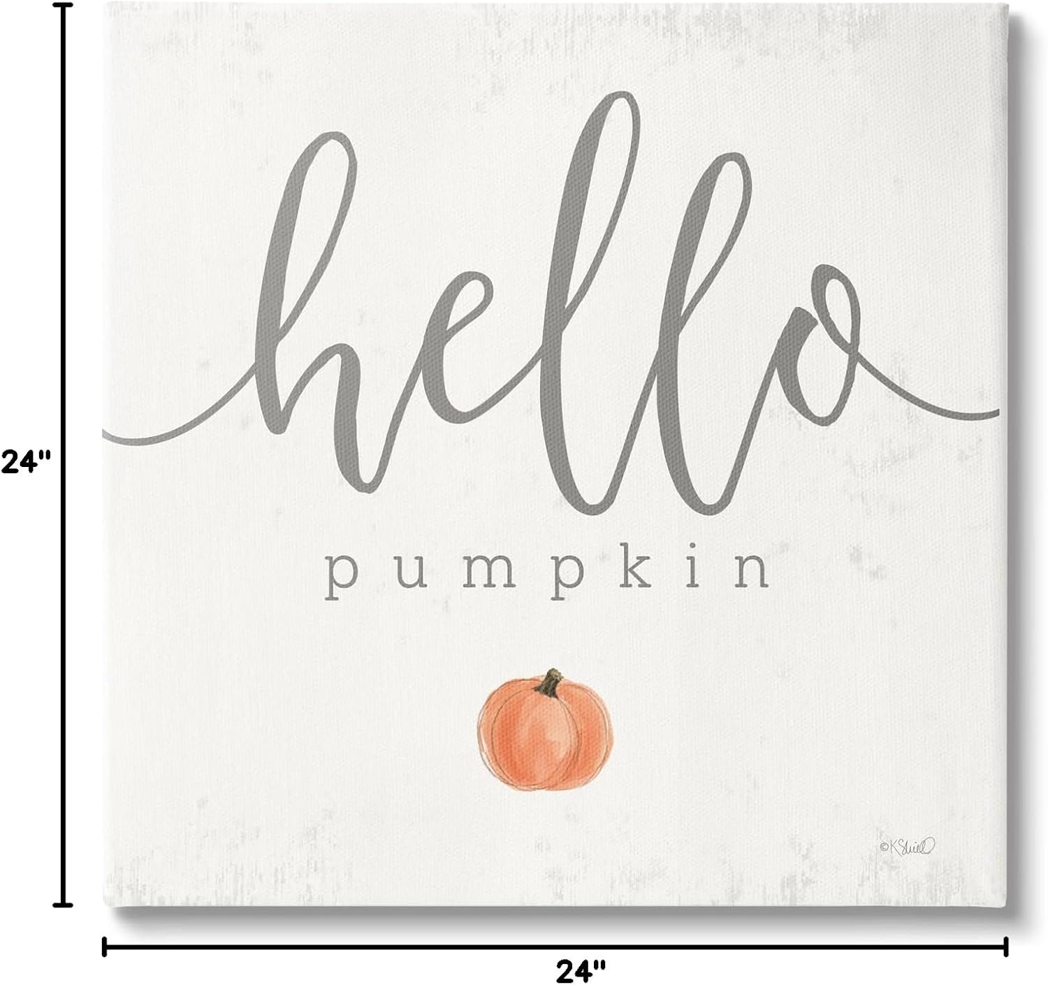 Stupell Industries Hello Pumpkin Fall Greeting Canvas Wall Art Design by Kate Sherrill