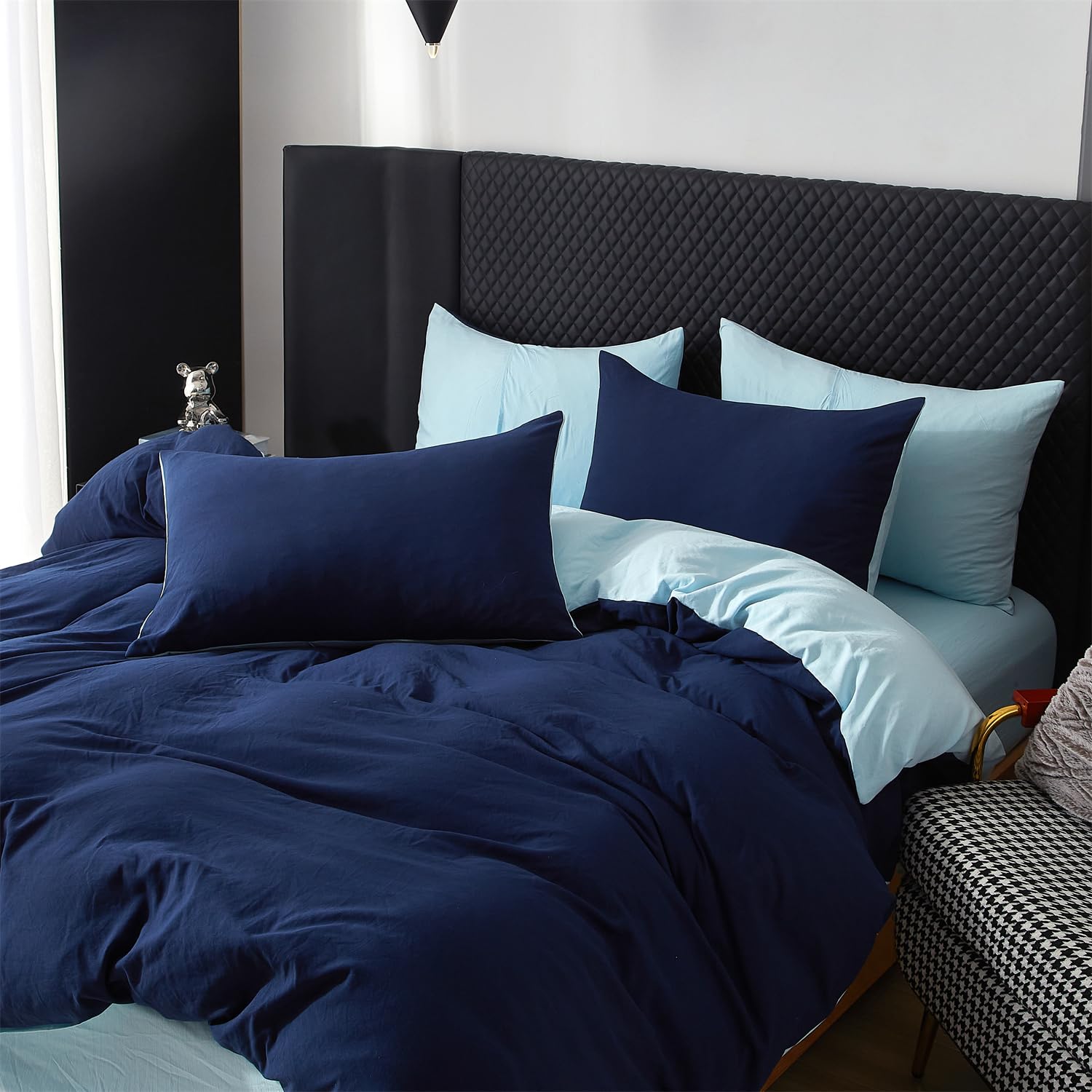 Boqingzhu Ropa de cama reversible de 200 x 200 cm de algodón, 3 piezas