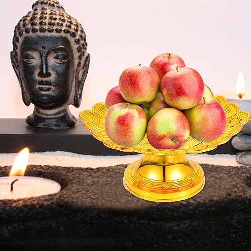 Miniatura 6 de Plato de fruta de altar de Buda 2 bandejas de plato para servir homenaje, ofrece postres de frutas y aperitivos para el templo del altar de Buda,