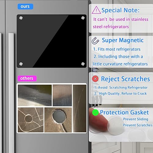 Miniatura 3 de Pizarra magnética acrílica de borrado en seco de 16 x 12 pulgadas para refrigerador, calendario magnético de acrílico transparente para