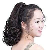 Vista 2 de SYXLCYGG Clip de pinza para cola de caballo, extensiones de colas de caballo de color marrón oscuro, onduladas, 14 pulgadas, 4.3 onzas, piezas