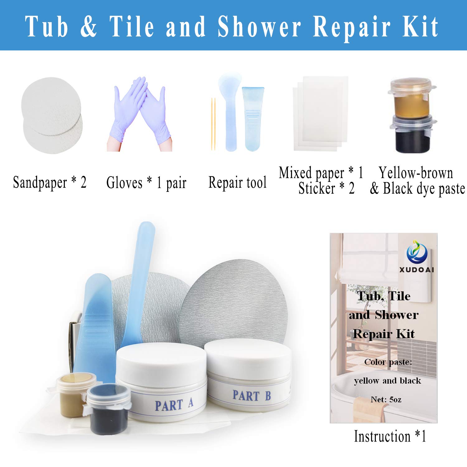 Bath Repair Kit (Color Match) Tub, Tile and Shower Repair Kit 5oz