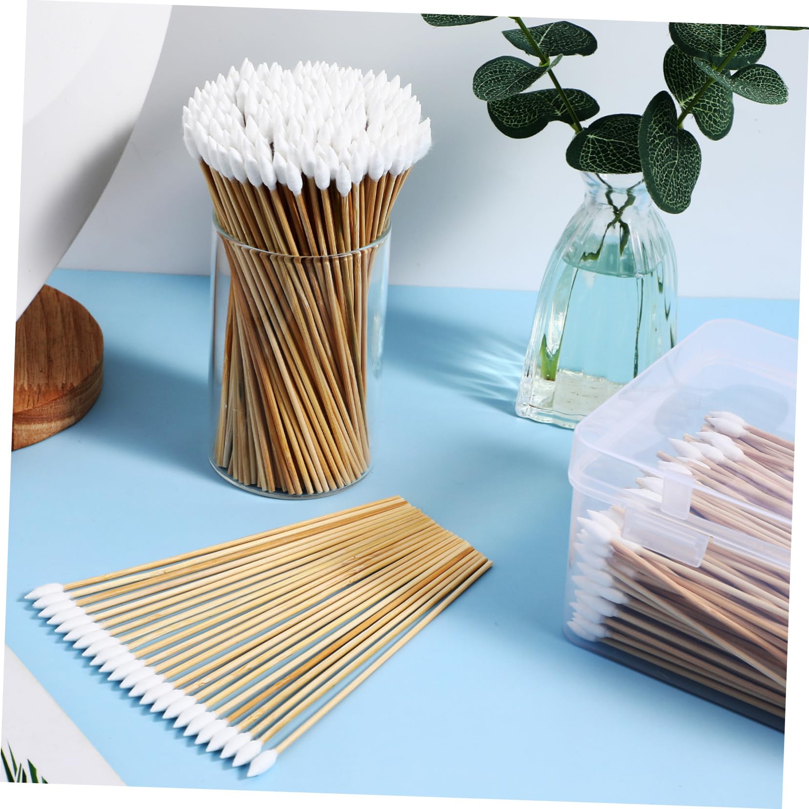 FOMIYES 1000 Piezas bastoncillo de algodón bastoncillos de algodón de precisión brotes algodon control Hisopos desmaquillantes de ojos hisopo de algodón con punta puntiaguda Madera